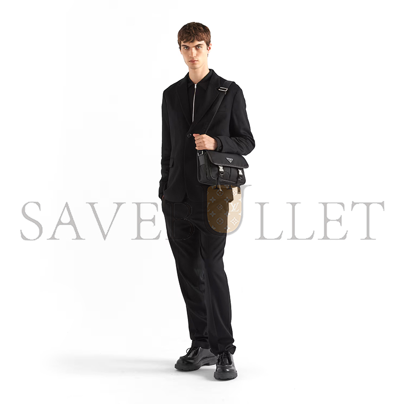 Pra*a re-nylon and saffiano leather shoulder bag 2vd769 (26*19*10cm)